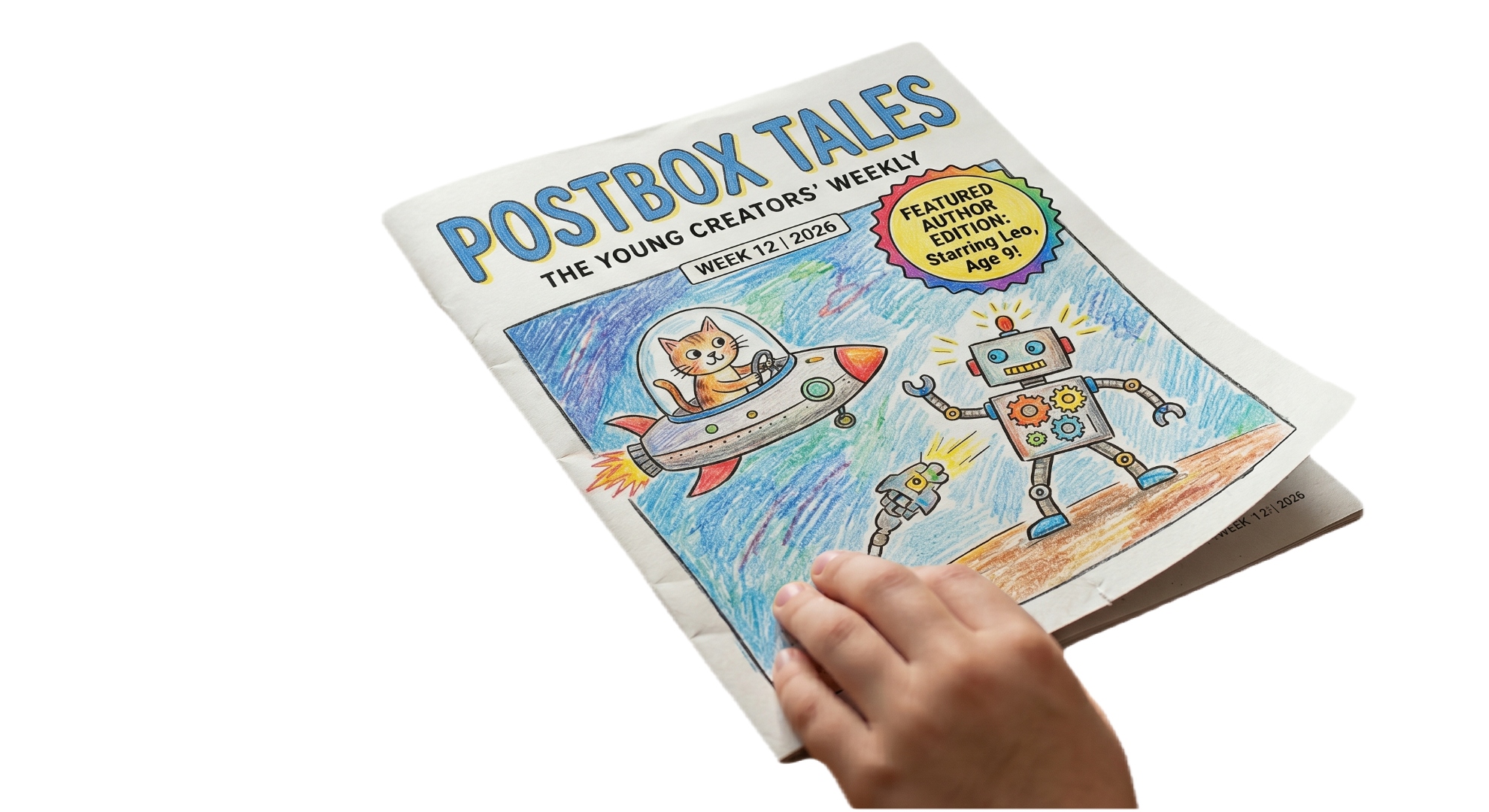 Postbox Tales Week 12 magazine held by a child, from the original website