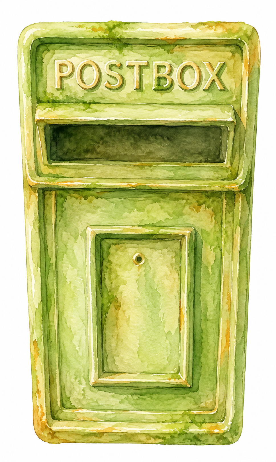 Watercolor green postbox